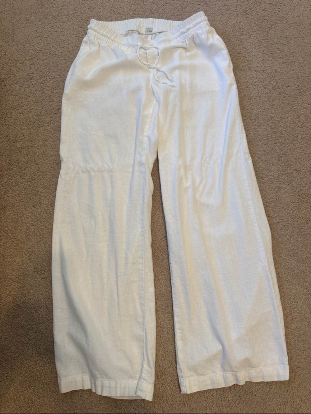 Old Navy White Elastic Waist Pull-On Linen Pants